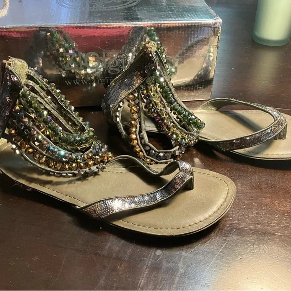 ZIGI Girl Multicolor Beaded Sandals with Rhinestone Accents - Picture 2 of 7